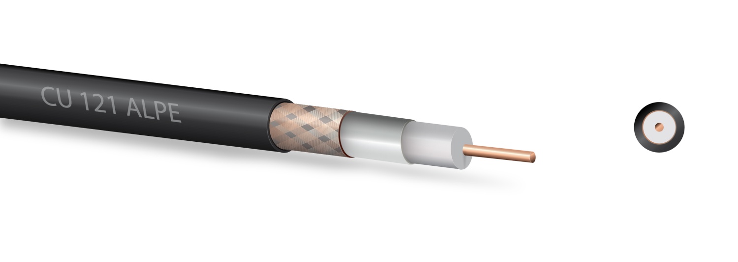 E-shop Zircon koaxiální kabel 121 CU ALPE černý 150m 8594163273859