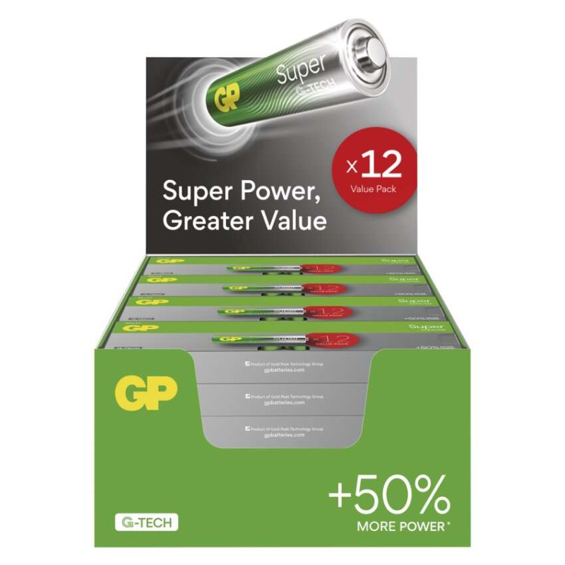 E-shop Alkalická batéria GP Super LR03 (AAA), 288 ks, display box