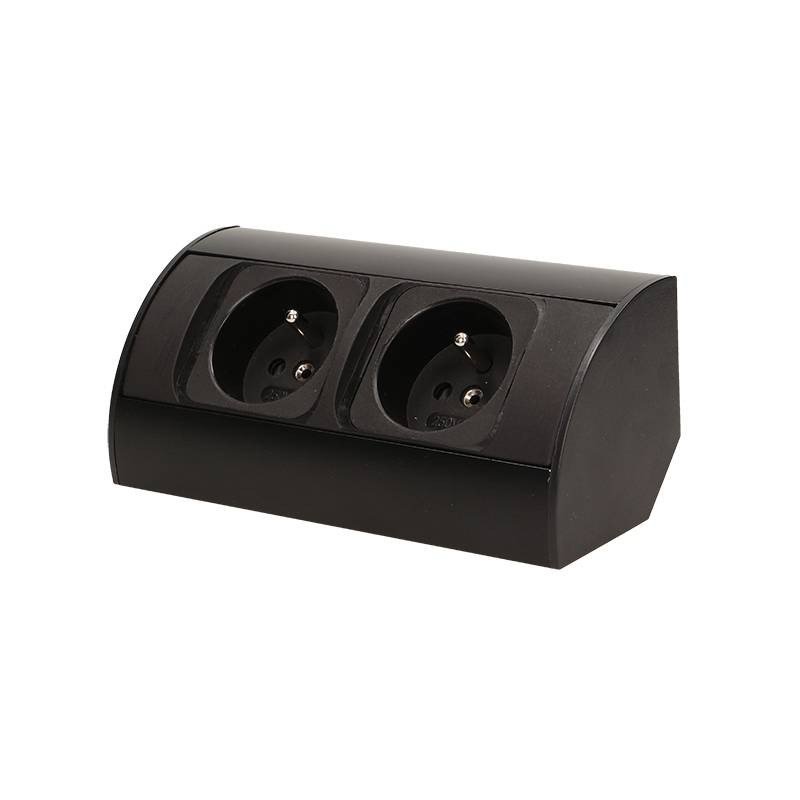 E-shop Povrchová zásuvka rohová ORNO OR-AE-1303/B, 2x zásuvka 230V, kábel bez vidlice, čierna
