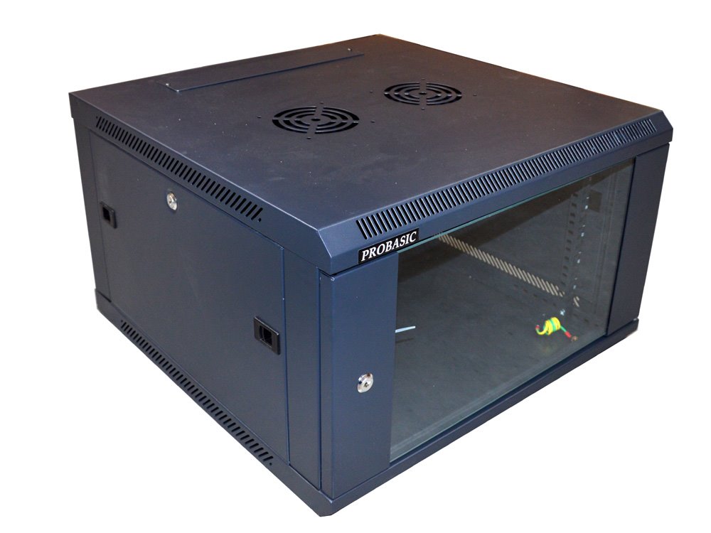 RACK 19" nástenný ZETA 6U 600x600 RAL9004, dvere sklo na samozostavenie, čierny