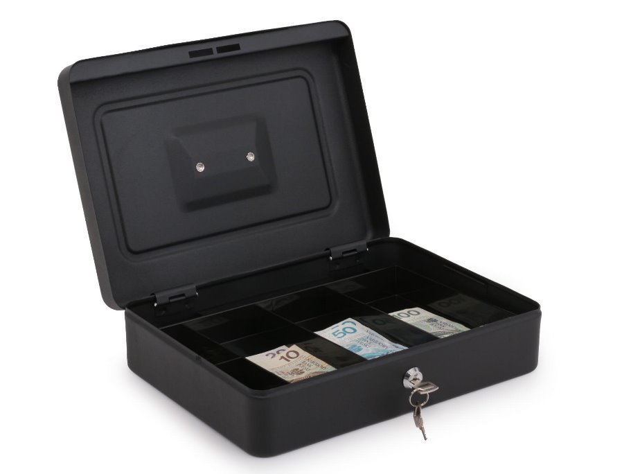 Prenosná pokladňa OPTICUM BOX-300, kovová, čierna 300x220x88