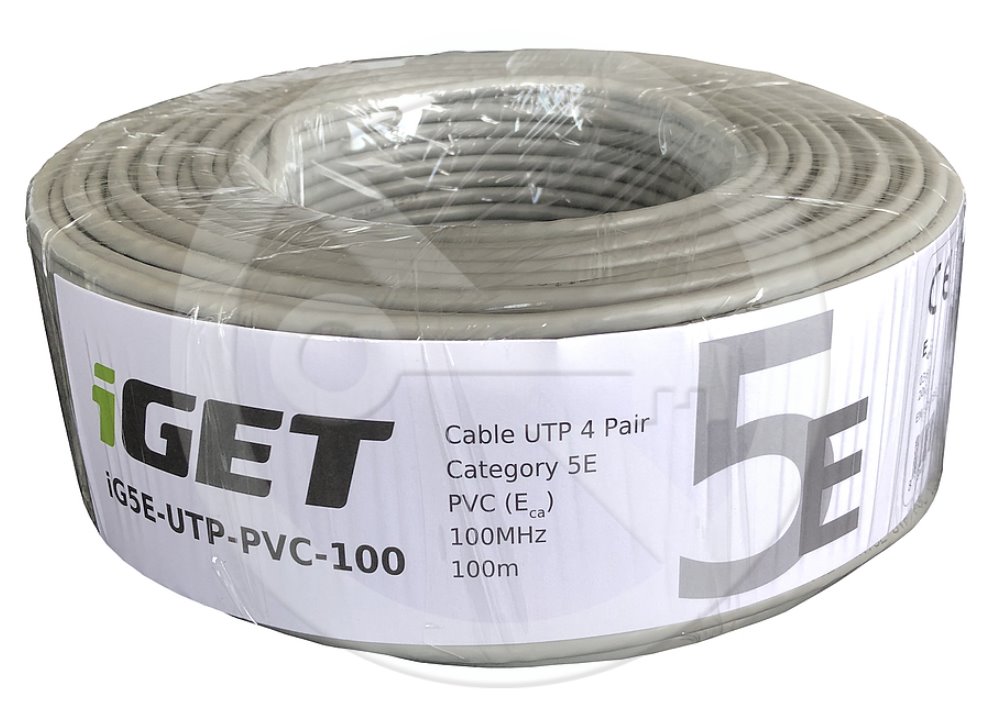E-shop Sieťový kábel iGET CAT5E UTP PVC Eca 100m/role