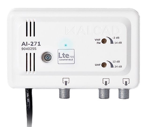 E-shop ALCAD AI-271 zosilňovač, VHF/UHF, 2 výstupy, 102 dBµV