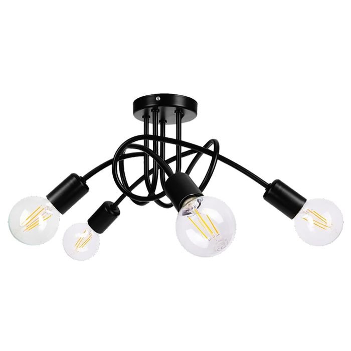 E-shop Stropné svietidlo Orno MALAGA AD-LD-6402BE27M, E27, 4x60W, čierna