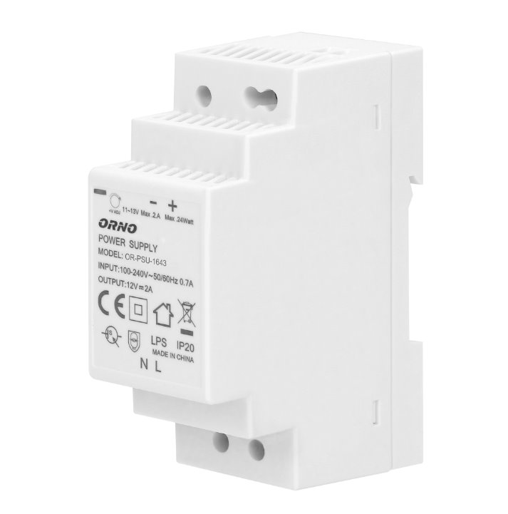 E-shop Napájací zdroj ORNO OR-PSU-1643, 12V/2A, 24W, na DIN lištu OR-PSU-1643