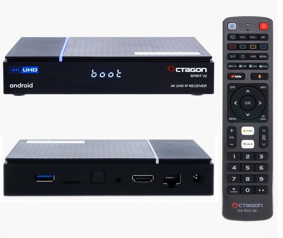 OCTAGON SPIRIT V2 PRE 4K Android, 2GB/32GB, TV IP OTT, Bluetooth 5.1