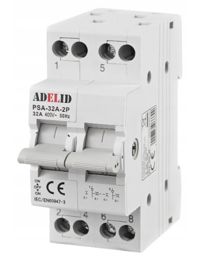 Adelid PSA-32A-2P Prepínač sietí 32A, 1-0-2, 2P
