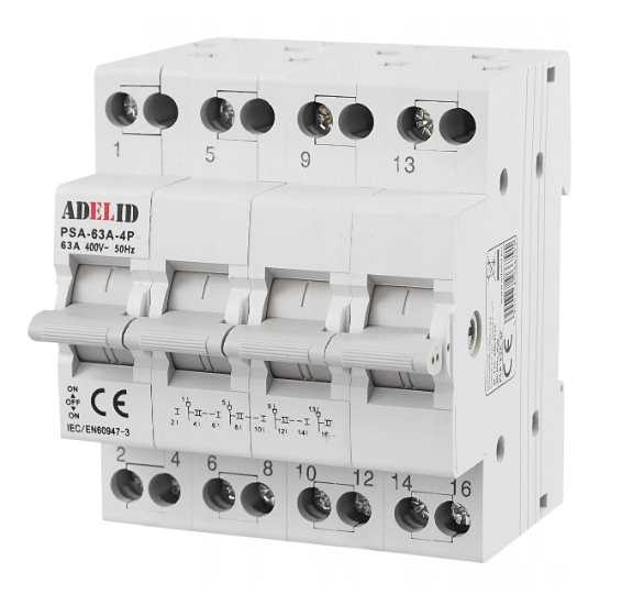 Adelid PSA-63A-4P Prepínač sietí 63A, 1-0-2, 4P
