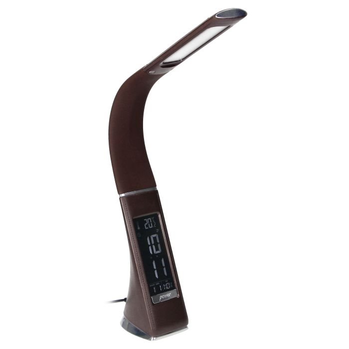 E-shop ORNO Stolová lampa s budíkom VIRONE DOLOMIT DL-12/BR, 5W, 400lm, 4000K, hnedá