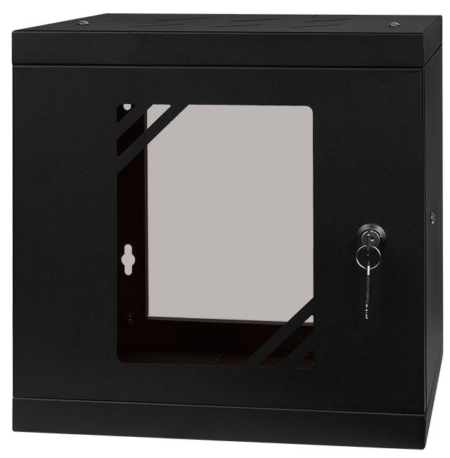 E-shop RACK skriňa závesná NEKU TS 10" 6U 300mm, samozostaviteľná, čierna 9005 RC10-6U-300GB