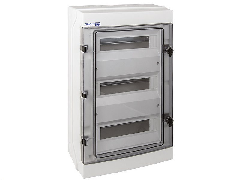 E-shop ELEKTRO-PLAST Rozvaděč RH-36 NEO pro fotovoltaiku plast. / IP65 / 1000V DC / 500V AC / 3x12 nástěnný / průhledné dveře