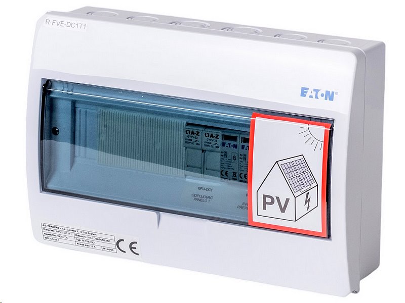 E-shop A-Z TRADERS s.r.o. Rozvaděč R-FVE-DC1T1 EATON, T1+T2 (1000V DC / 32A) pro 1 string IP40 certifikovaný