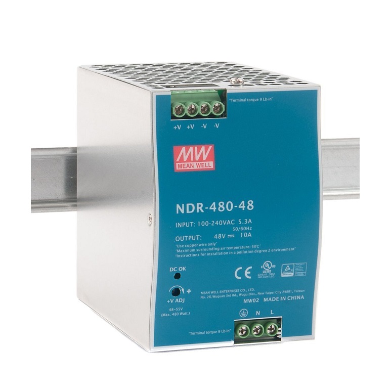 E-shop MEAN WELL NDR-480-48 průmyslový napájecí zdroj 48V 10A na DIN lištu NDR-480-48