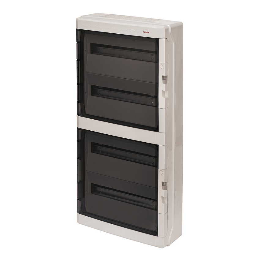E-shop Famatel Rozvaděč AcquaPLUS 39072 IP65, 72mod. (4x18), na omítku, průhl. dveře, 878x430x160mm