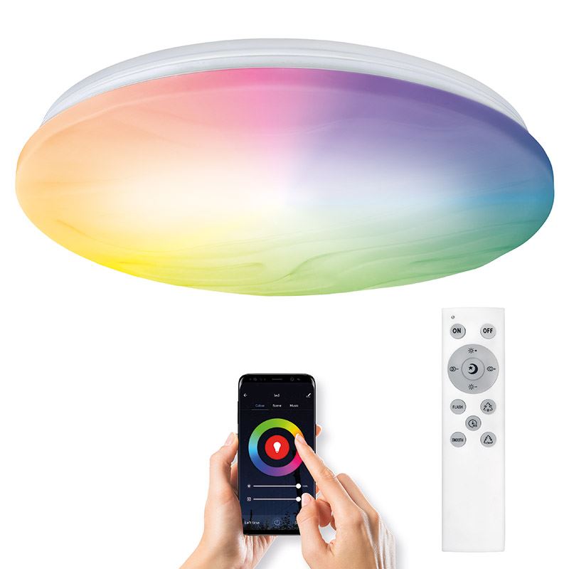 E-shop LED SMART WIFI stropné svietidlo Solight WO792 Wave RGB