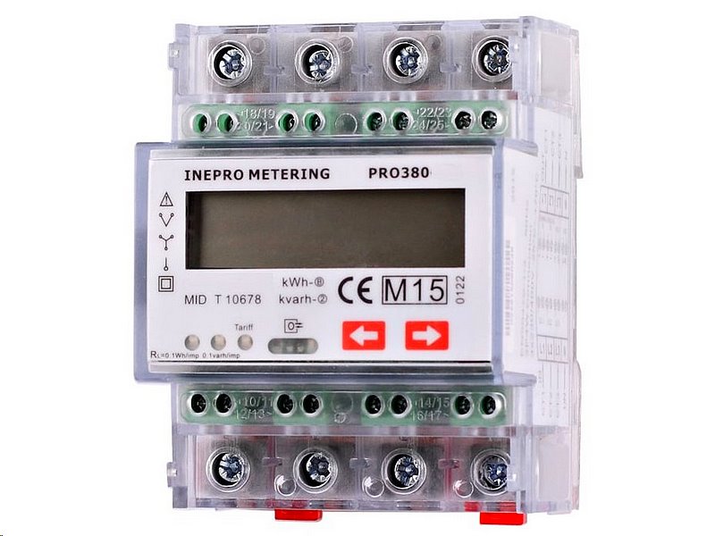 Elektroměr 3F na DIN lištu třífázový PRO380-MB 0,25-100A 2T MID