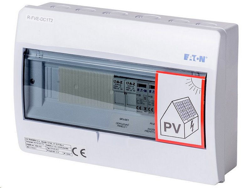 E-shop A-Z TRADERS s.r.o. Rozvaděč R-FVE-DC1T2 EATON, T2 (1000V DC / 32A) pro 1 string IP40 certifikovaný