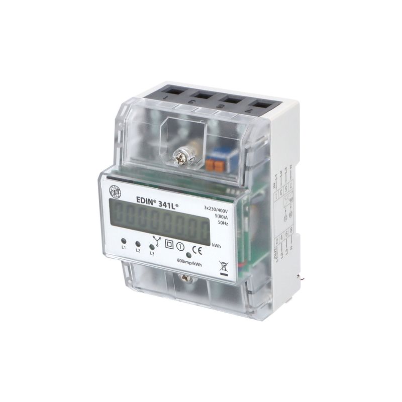 E-shop Eleman Elektroměr EDIN 341L, 80A, 4,5mod., LCD, 3-fáz., 1-tar., podružný