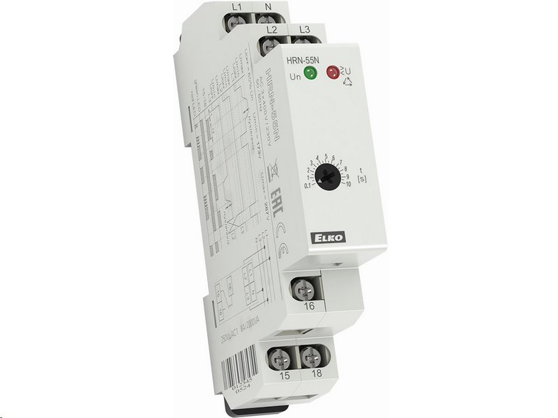 E-shop Elko EP Hlídací napěťové relé ELKO HRN-55N v 3Fs pevnými úrovněmi (3x172-287V+NULA) 7513