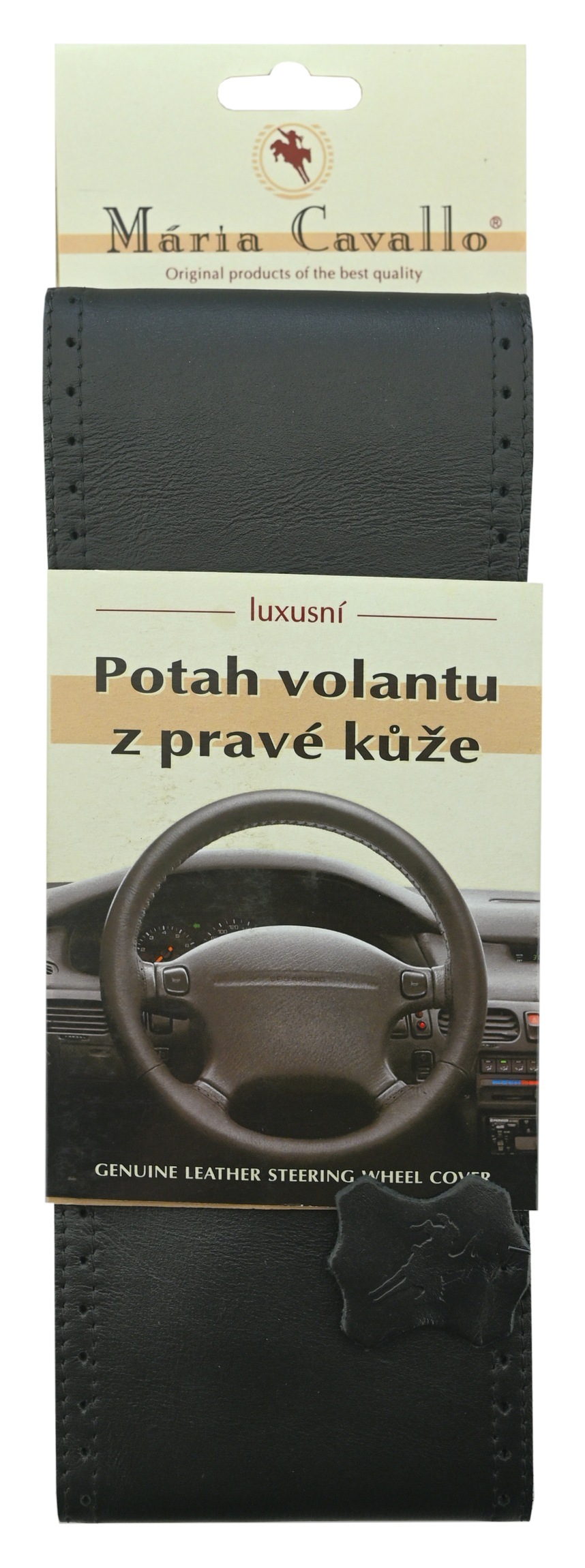 E-shop Potah volantu omotávací z pravé kůže A černý