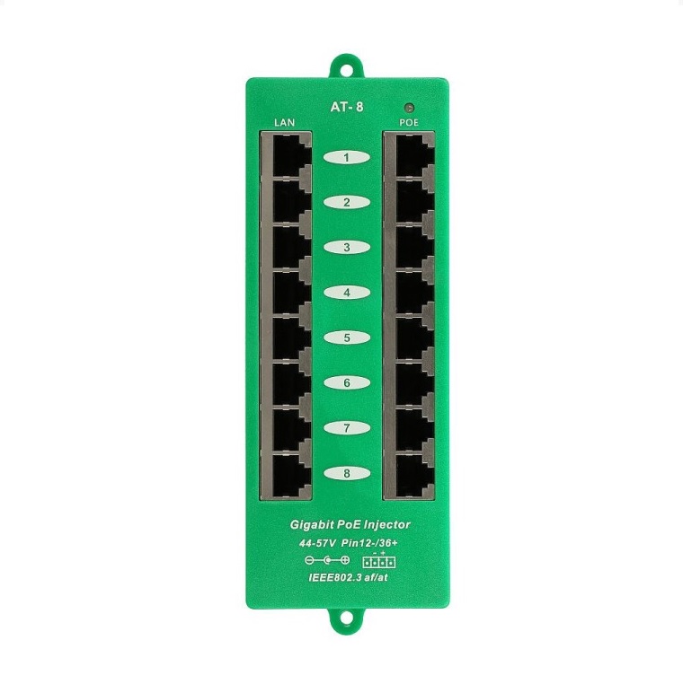 E-shop MHPower POE-PAN8-GB-AF/AT Gigabitový stíněný 8-portový PoE panel, 802.3af/at POE-PAN8-GB-AF/AT