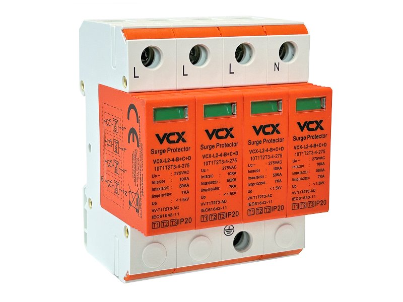 E-shop Přepěťová ochrana VCX L2-4-B+C+D AC třída T1T2T3 (B+C+D) 4P 7kA Professional