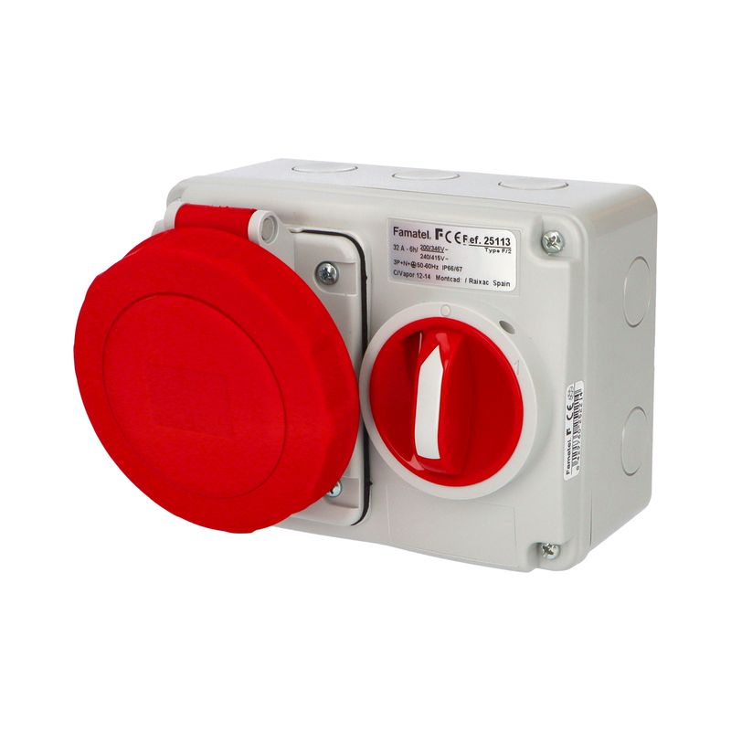 E-shop Famatel Zásuvka nástěnná blokovaná 25113 IP67/400V/32A/5P 6h - SpeedPRO