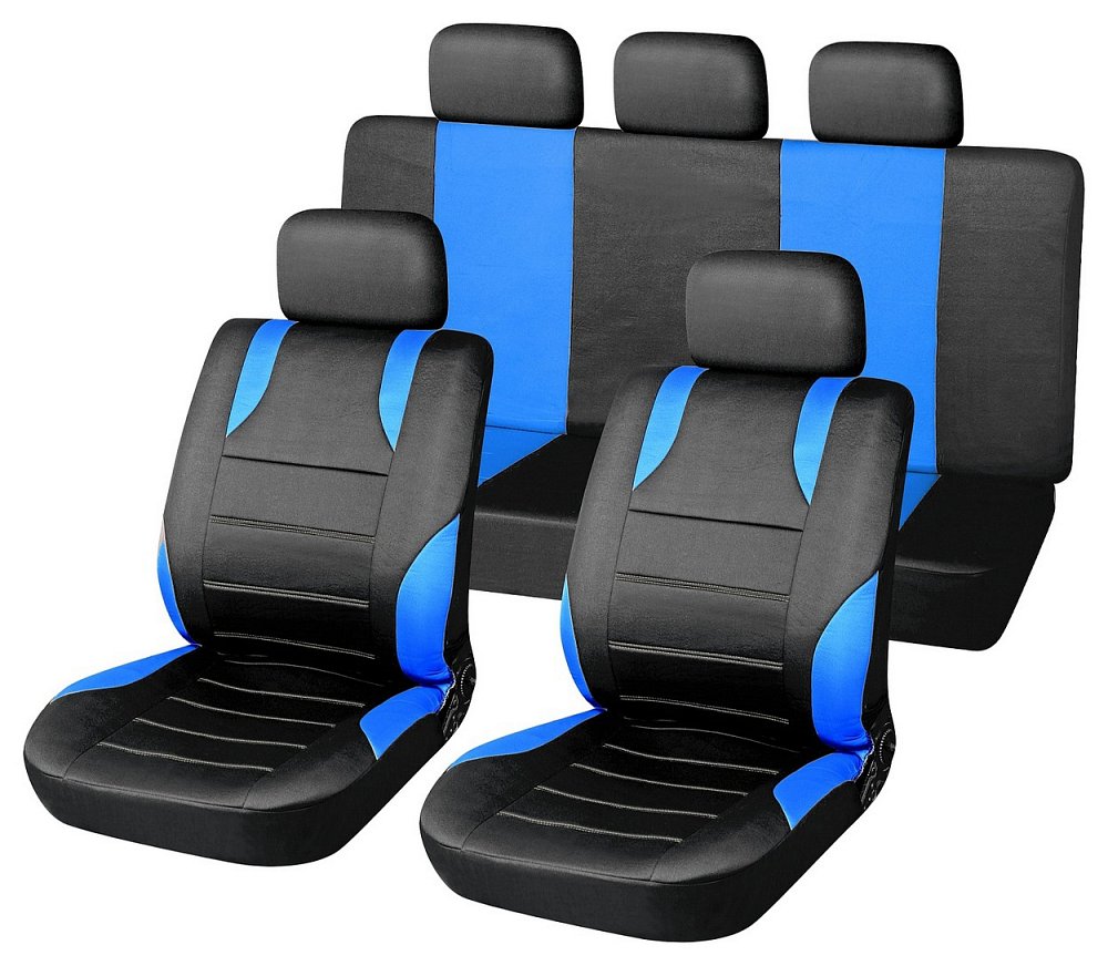 E-shop COMPASS Sada poťahov sedadiel 9ks SPORT modrá AIRBAG
