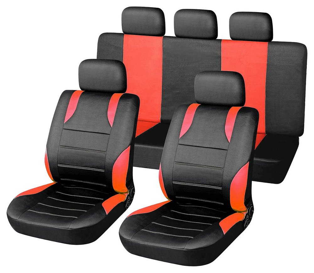 E-shop COMPASS Sada poťahov sedadiel 9ks SPORT červená AIRBAG