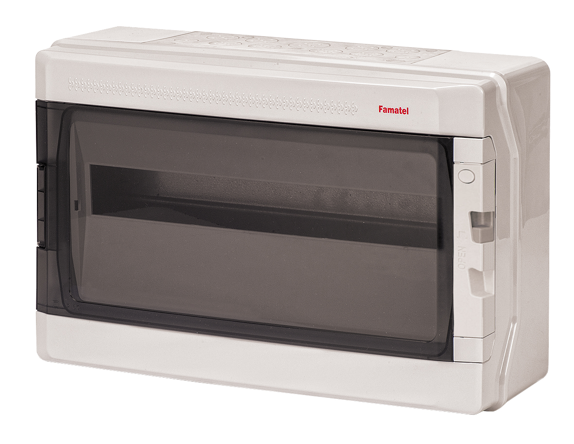 E-shop Famatel Rozvaděč AcquaPLUS 39018 IP65, 18mod. (1x18), na omítku, průhl. dveře, 290x430x160mm