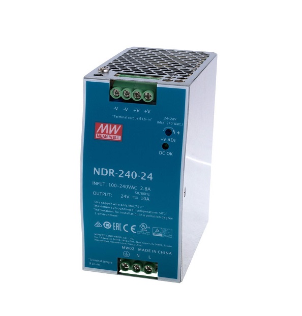 E-shop MEAN WELL NDR-240-24 průmyslový napájecí zdroj 24V 10A na DIN lištu NDR-240-24