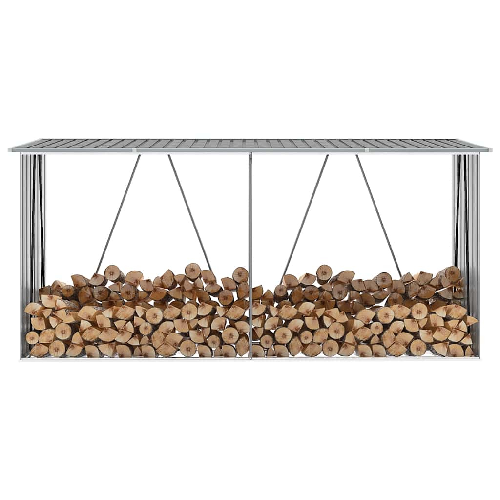 E-shop Multidom Záhradná kôlňa na drevo galvanizovaná oceľ 330x84x152 cm sivá