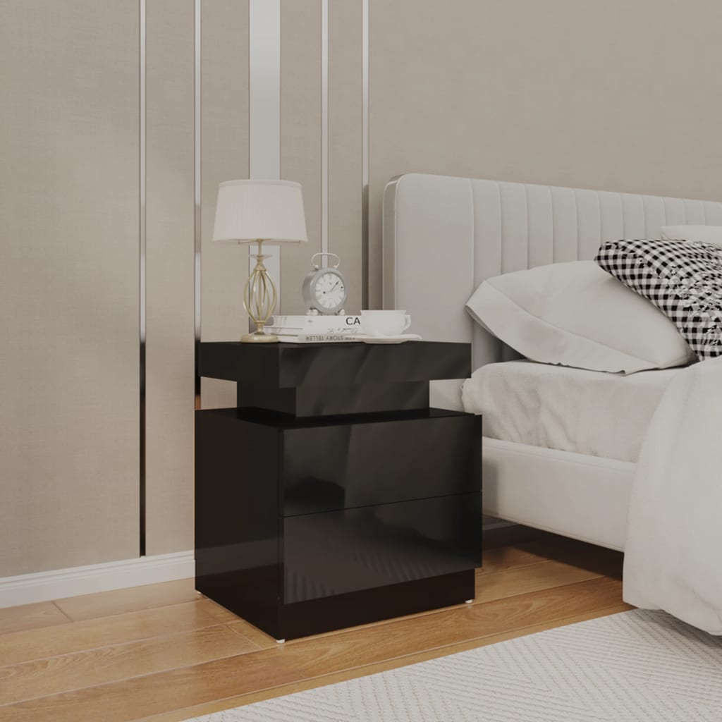 E-shop Multidom Nočný stolík lesklý čierny 45x35x52 cm drevotrieska