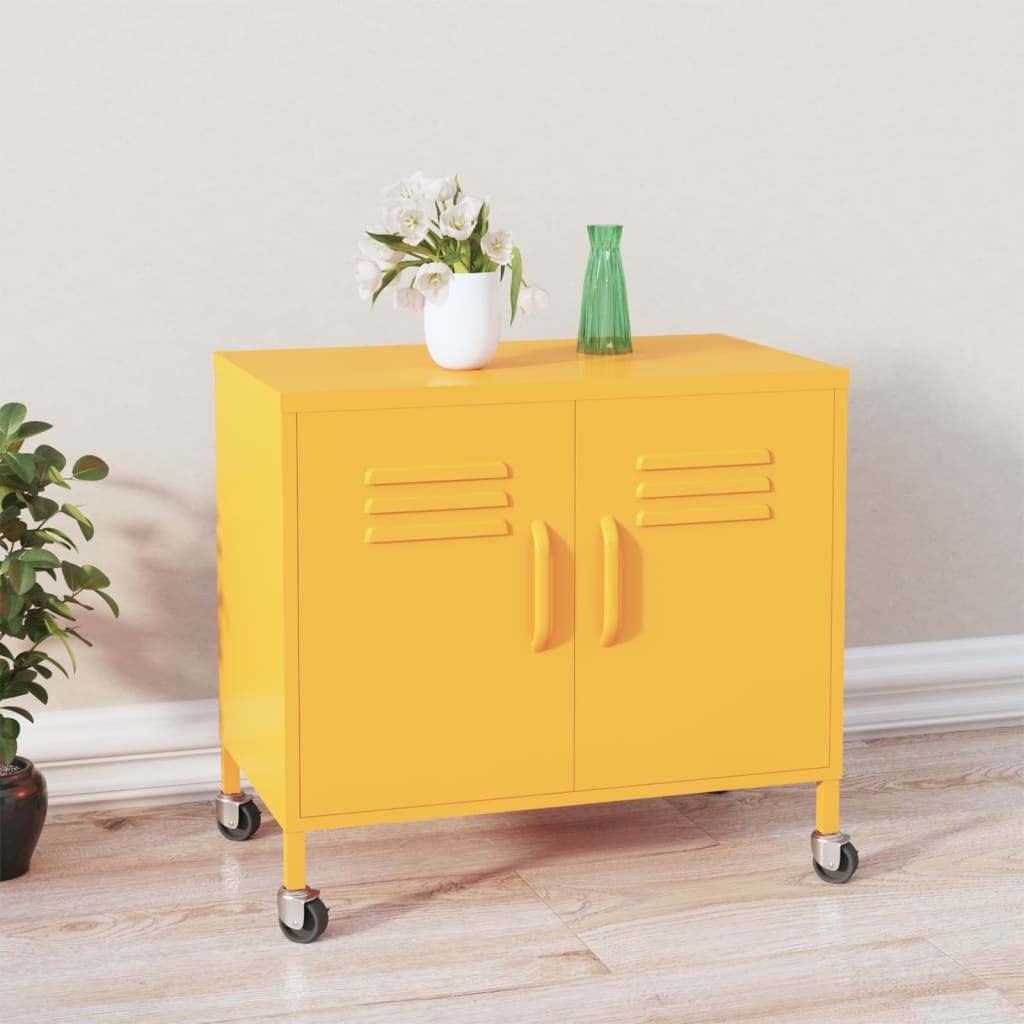 E-shop Multidom Úložná skrinka, horčicovo žltá 60x35x56 cm, oceľ