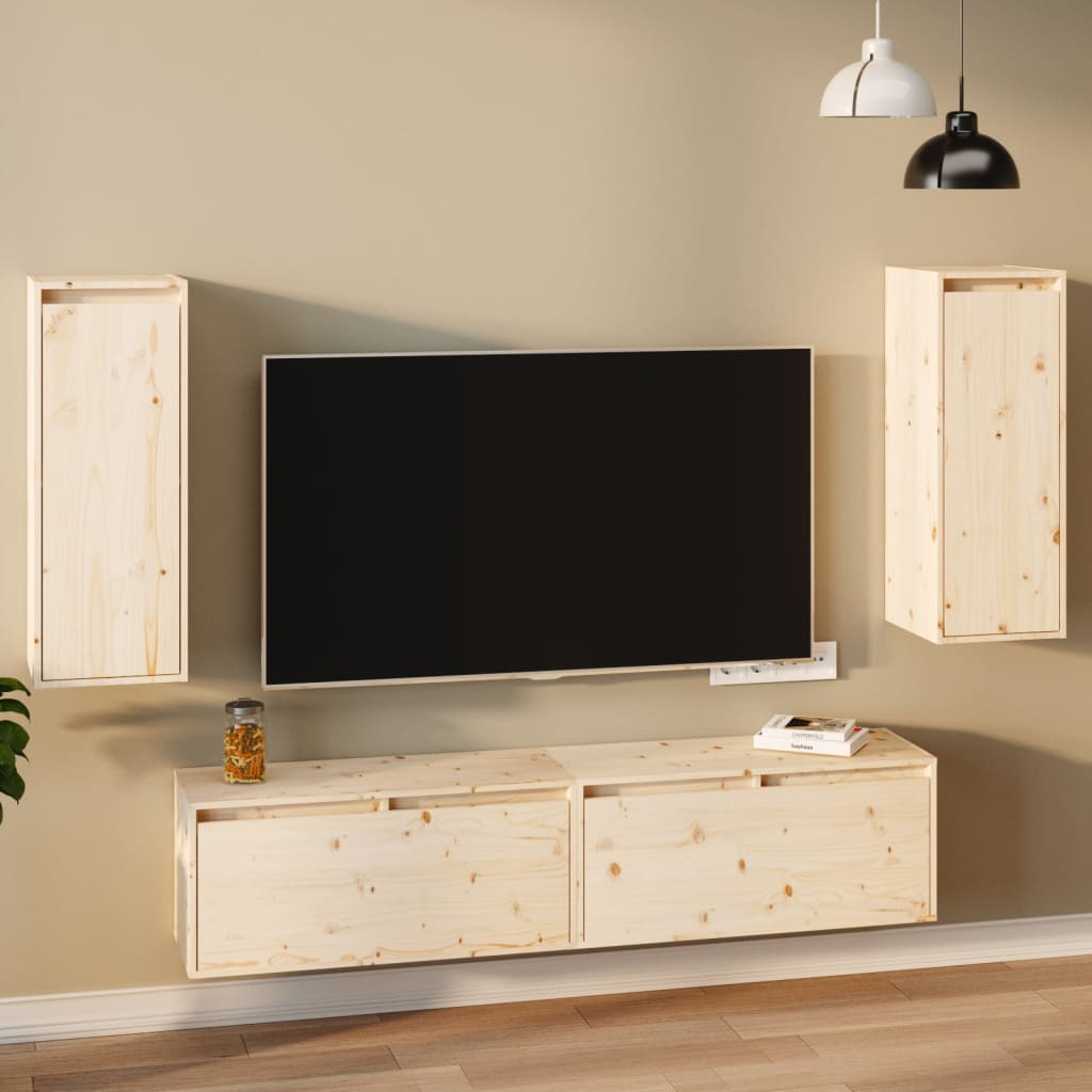 E-shop Multidom Nástenné skrinky 2 ks 30x30x80 cm masívna borovica