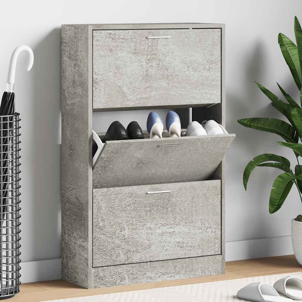 E-shop Multidom Botník betónovo sivý 63x24x103 cm spracované drevo