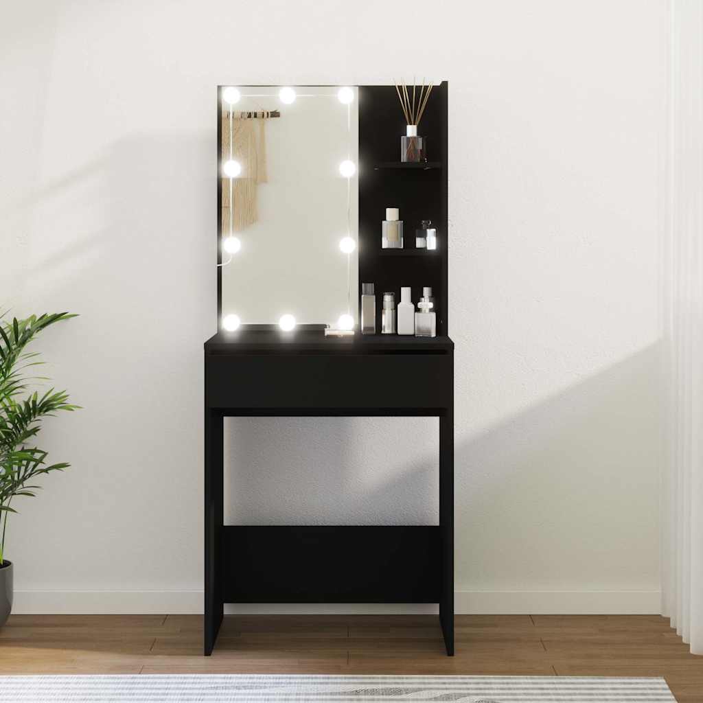 Multidom Toaletný stolík s LED čierny 60x40x140 cm