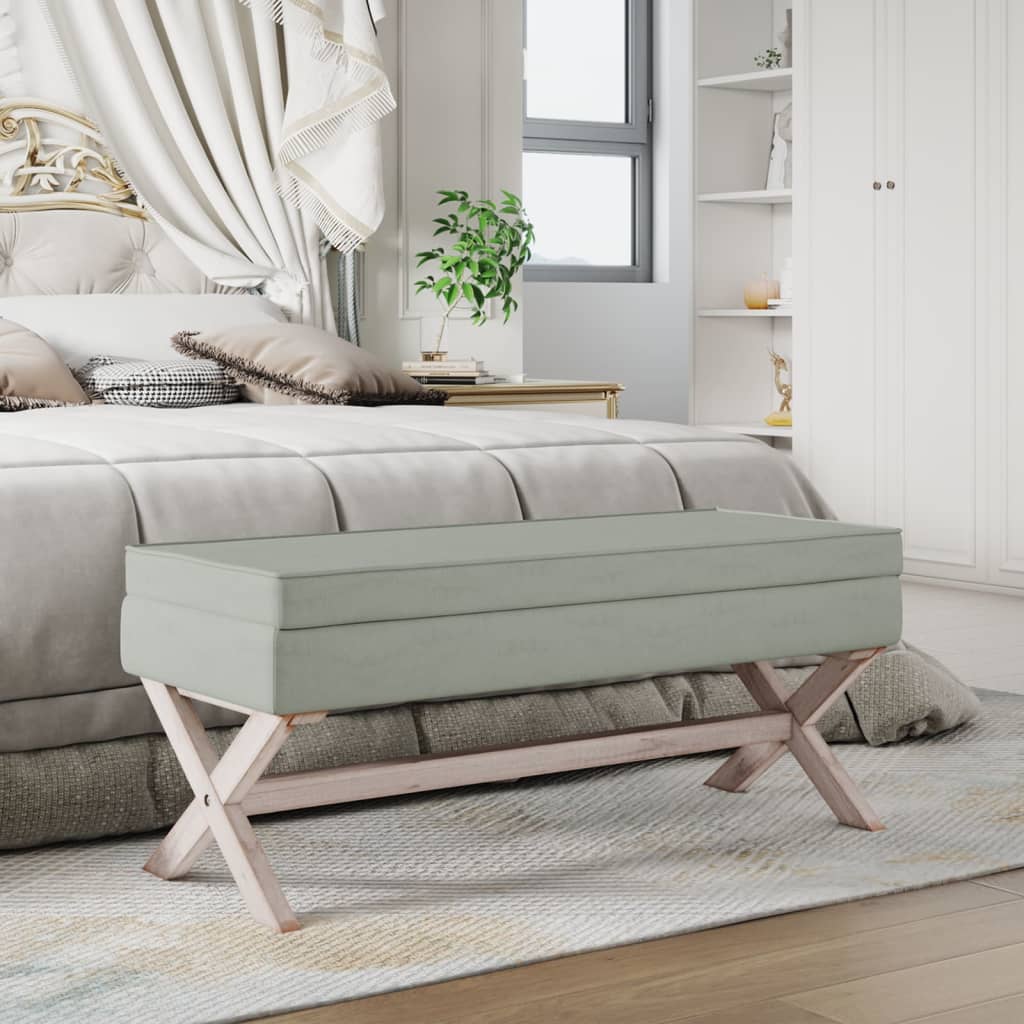 E-shop Multidom Úložná taburetka bledosivá 110x45x49 cm zamat