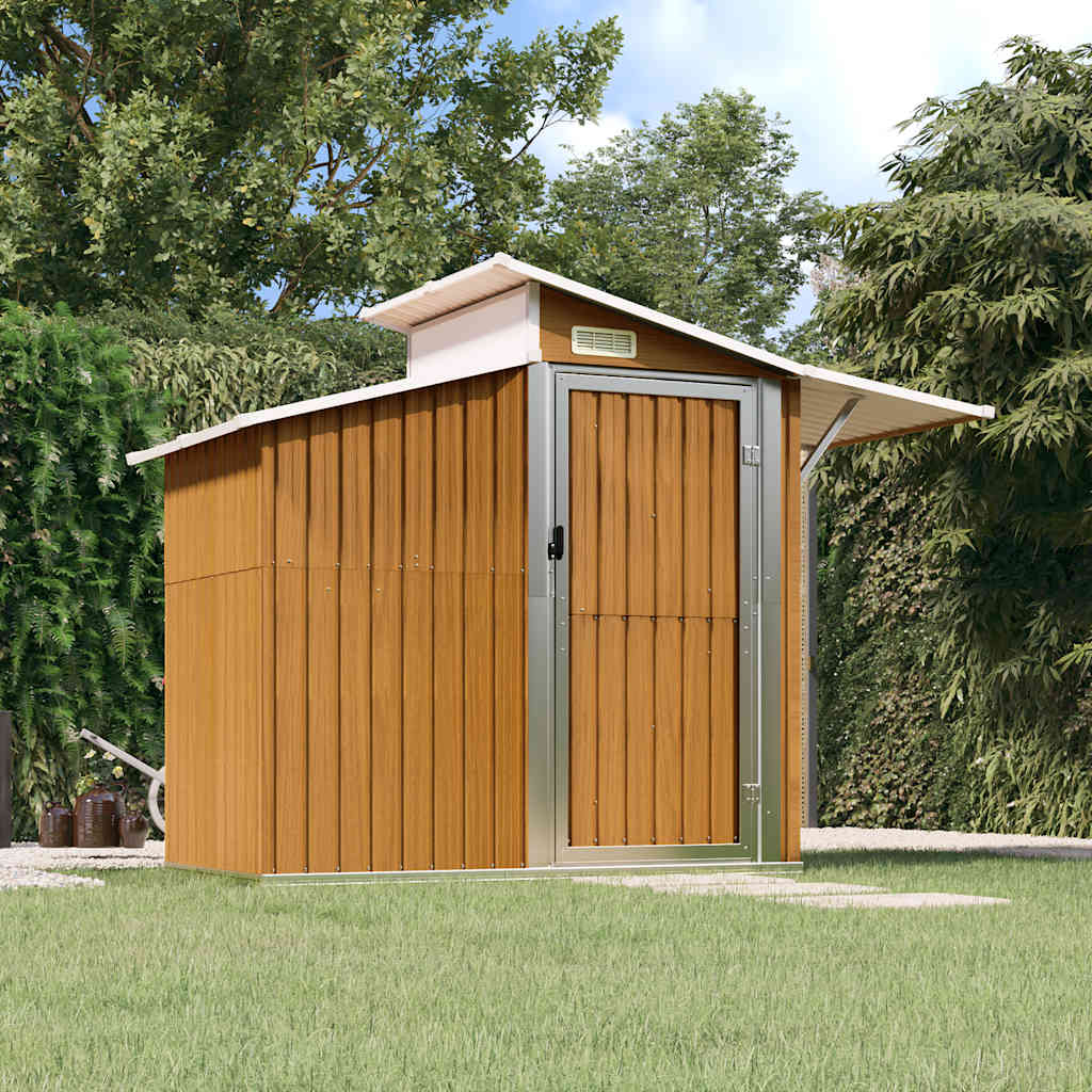E-shop Multidom Záhradná kôlňa hnedá 270x130x208,5 cm pozinkovaná oceľ