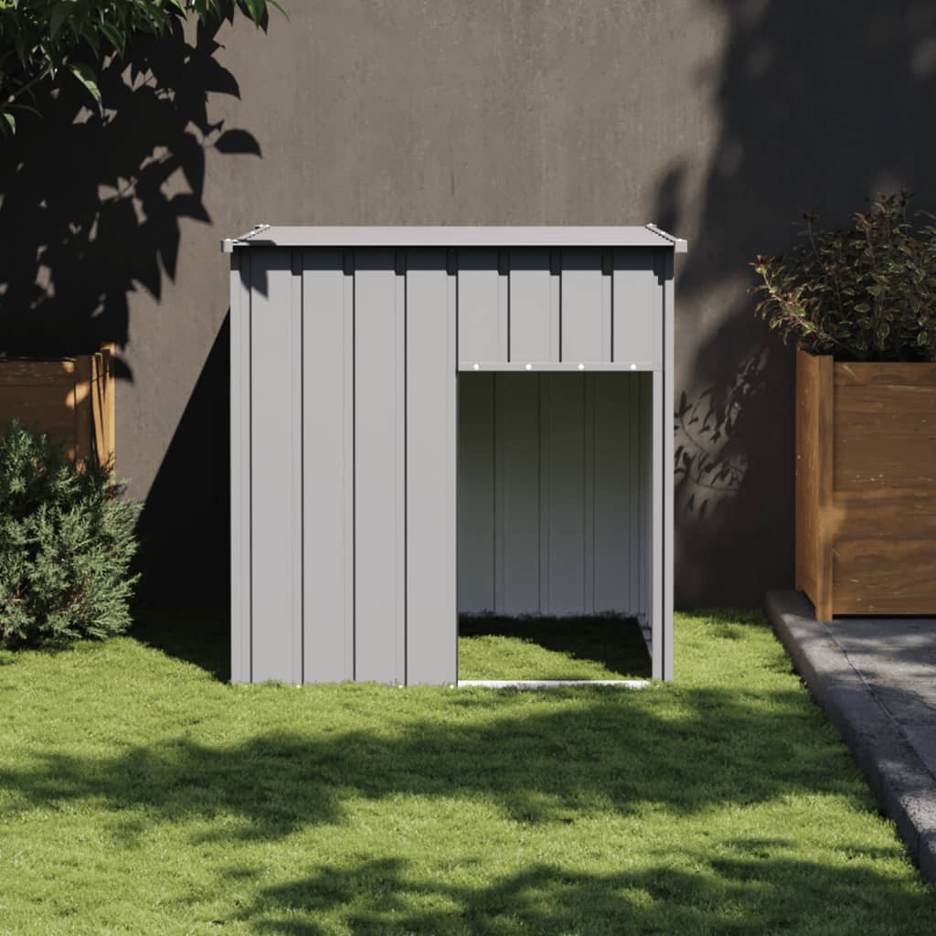 E-shop Multidom Psí domček so strechou, svetlosivý, 110x103x109 cm, pozinkovaná oceľ