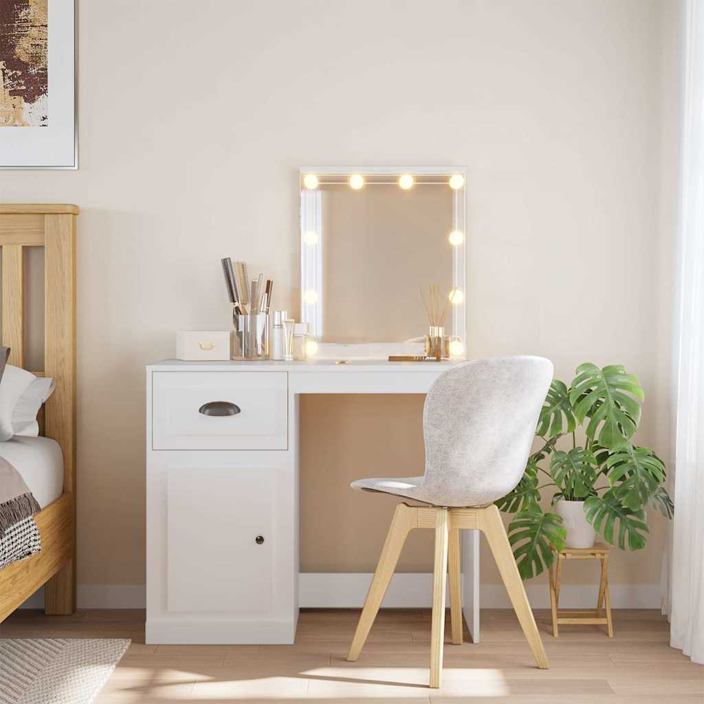 Multidom Toaletný stolík s LED svetlami biely 90x42x132,5 cm