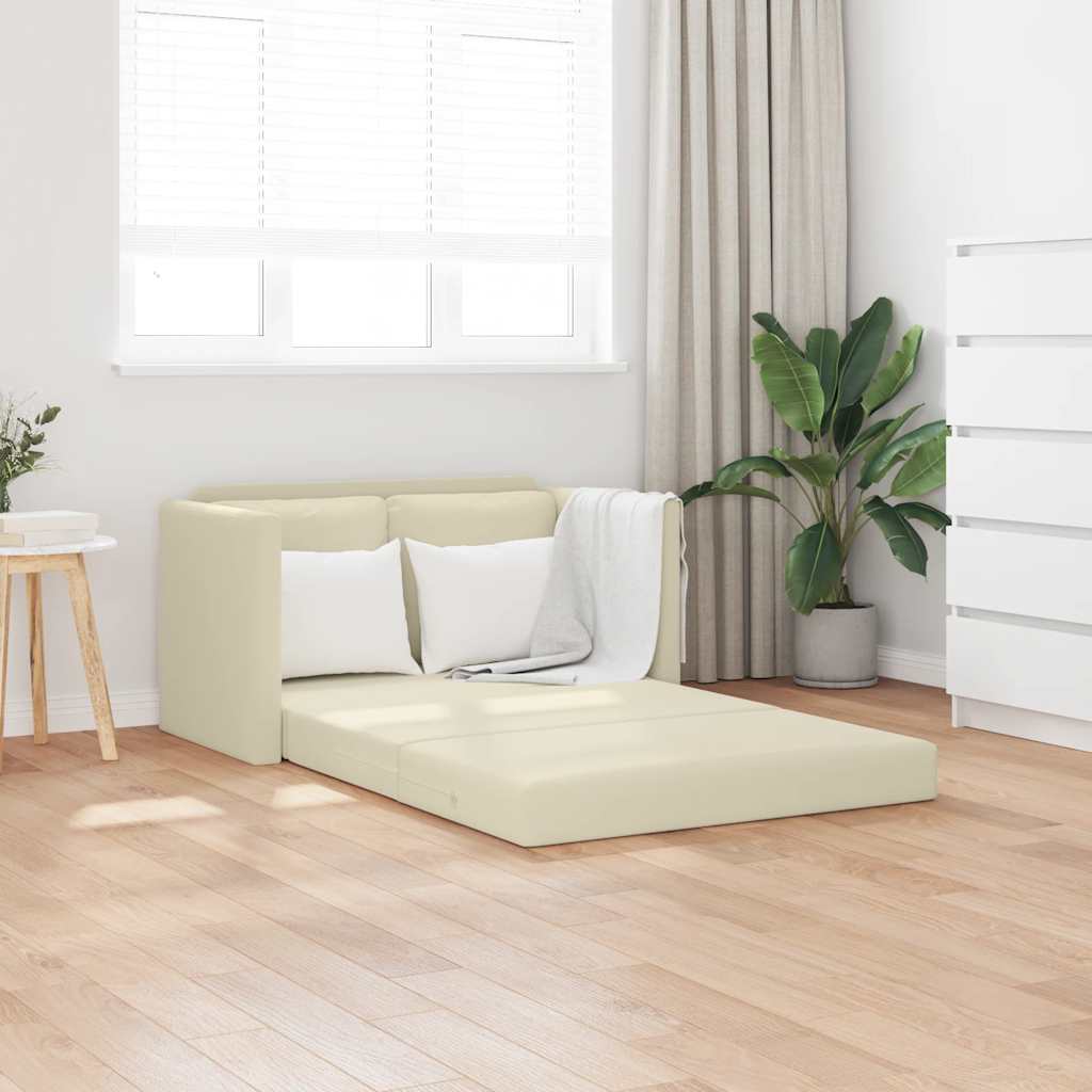 E-shop Multidom Podlahová rozklad. pohovka 2v1 krémová 112x174x55 cm umelá koža