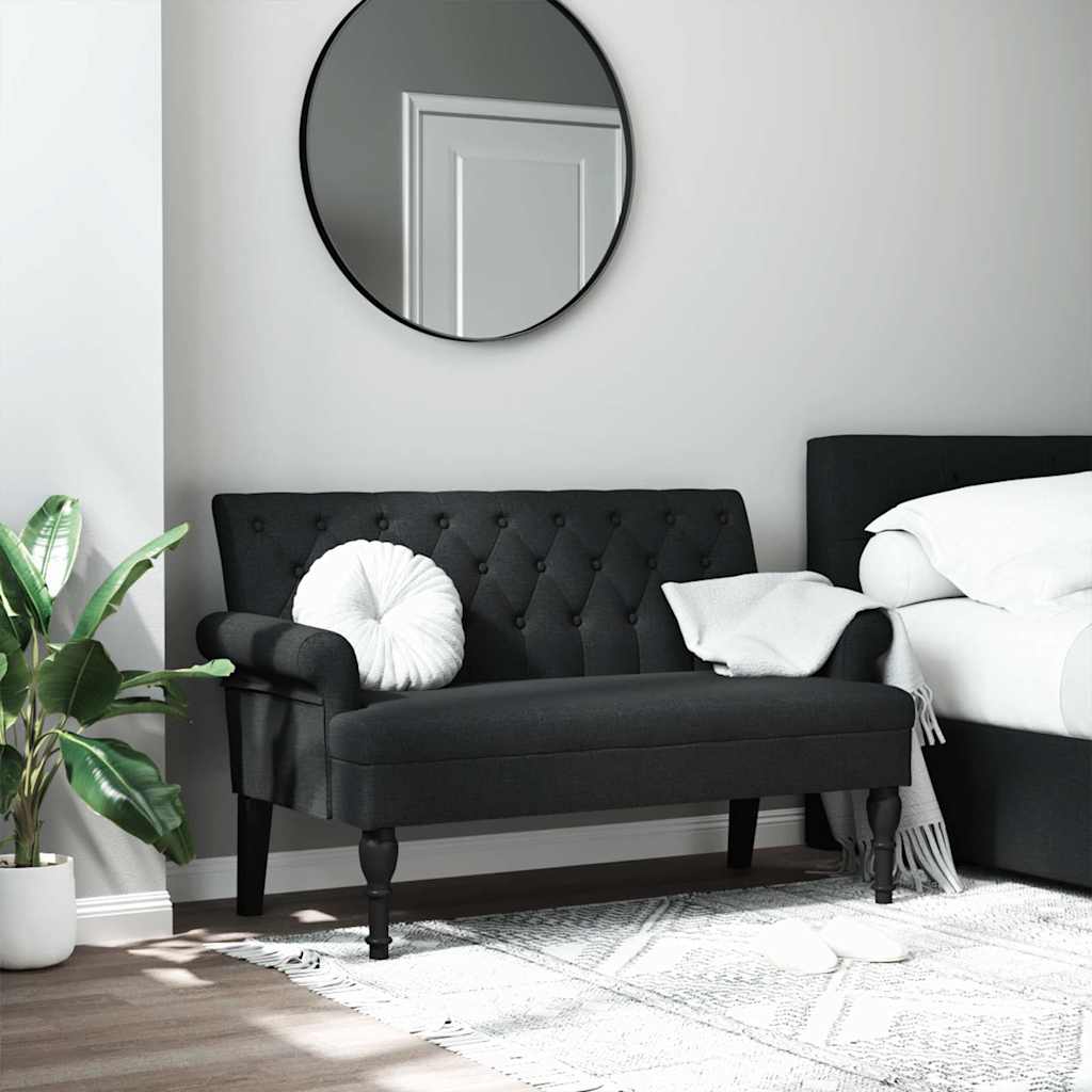 E-shop Multidom Lavica s operadlom čierna 120x62x75,5 cm látka