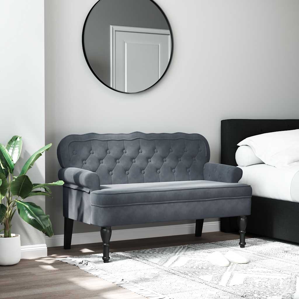 E-shop Multidom Lavička s operadlom tmavosivá 119,5x64,5x75 cm zamat