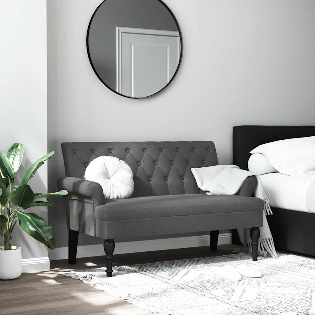 E-shop Multidom Lavica s operadlom, tmavosivá, 120x62x75,5 cm, látka