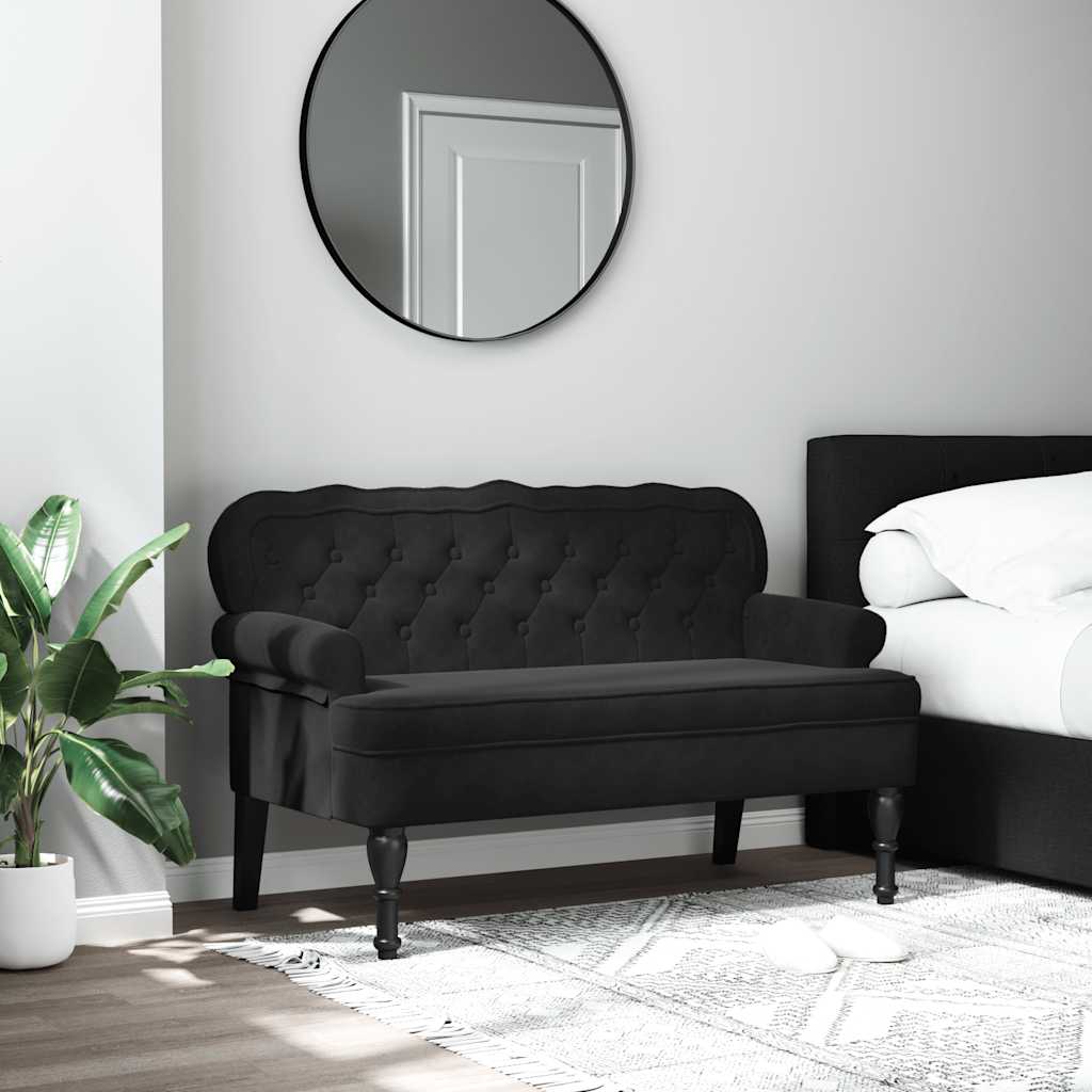 E-shop Multidom Lavica s operadlom čierna 119,5x64,5x75 cm zamatová