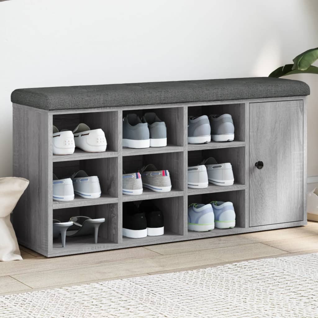 E-shop Multidom Lavička na topánky sivá sonoma 102x32x50 cm kompozitné drevo