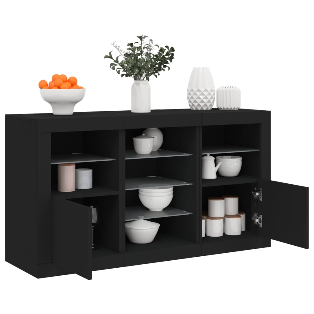 E-shop Multidom Komoda s LED svetlami čierna 123x37x67 cm