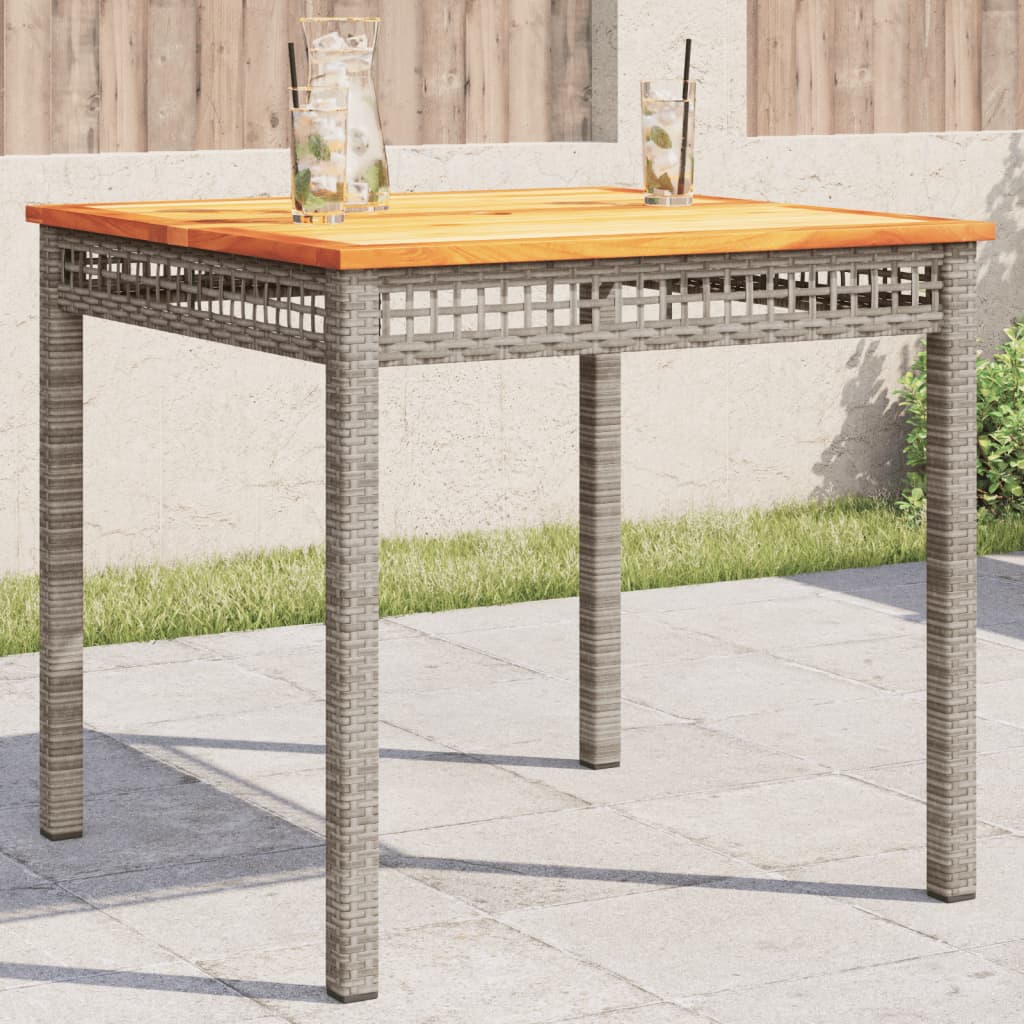 E-shop Multidom Záhradný stôl sivý 80x80x75 cm polyratan akáciové drevo