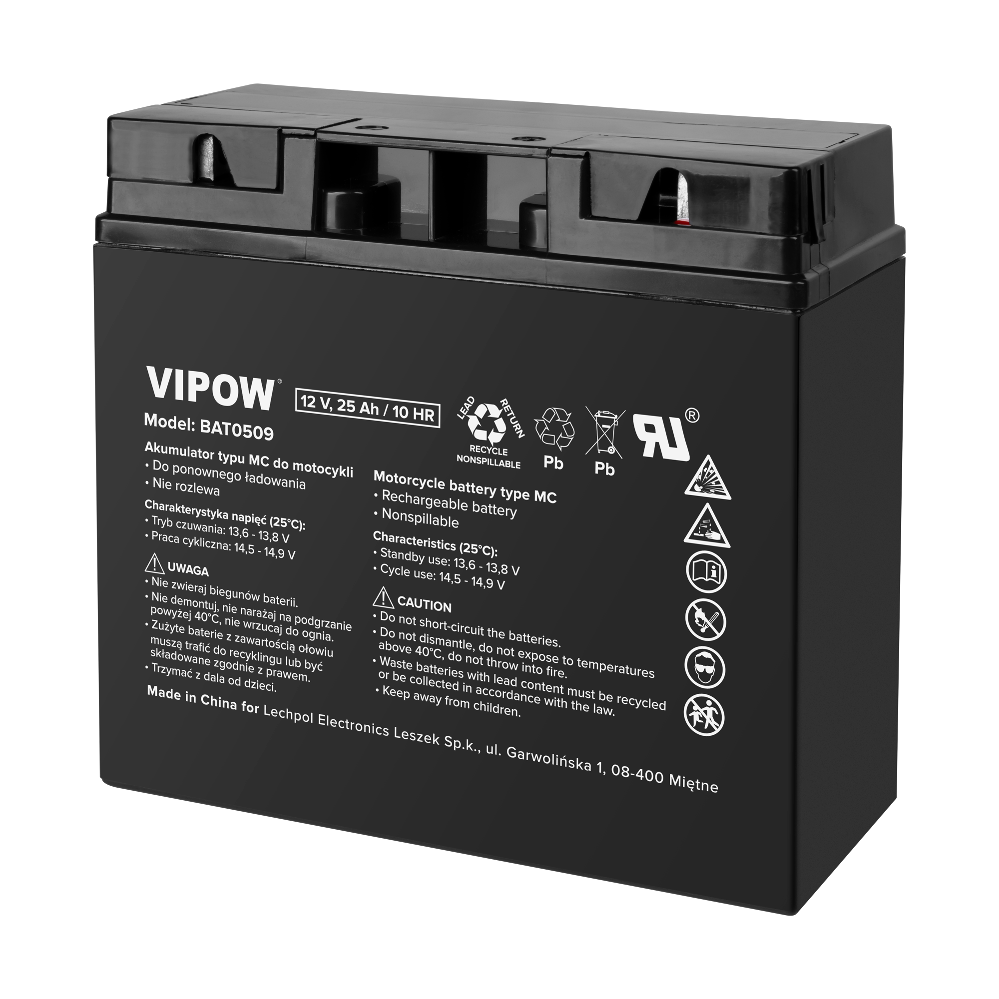 E-shop Baterie motocyklová 12V / 25Ah Vipow